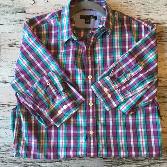 Men’s Purple Plaid Long Sleeve Button Up - Picture 2 of 6